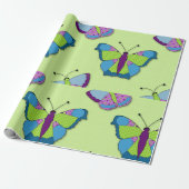 Patchwork Butterfly Pattern on Green Cadeaupapier (Uitgerold)