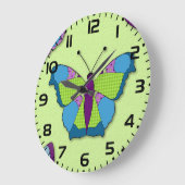 Patchwork Butterfly Pattern on Green Grote Klok (Hoek)
