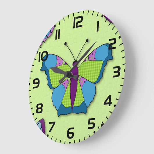 Patchwork Butterfly Pattern on Green Grote Klok (Hoek)