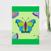 Patchwork Butterfly Pattern on Green Kaart