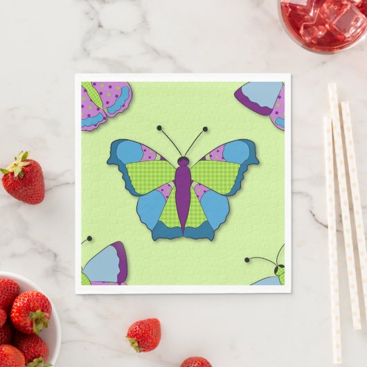 Patchwork Butterfly Pattern on Green Servet (Insitu)