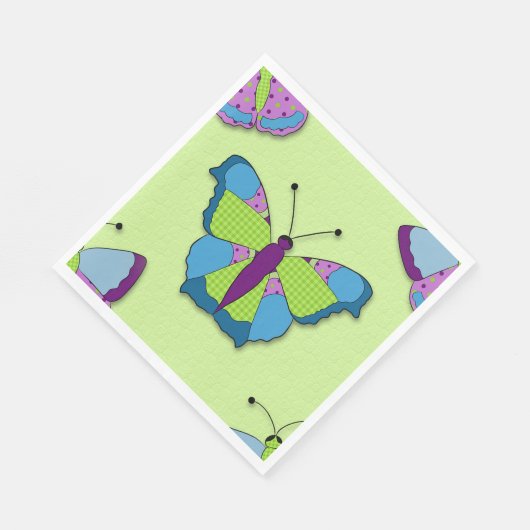 Patchwork Butterfly Pattern on Green Servet (Hoek)