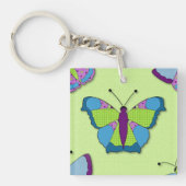 Patchwork Butterfly Pattern on Green Sleutelhanger (Voorkant)