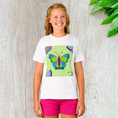 Patchwork Butterfly Pattern on Green T-shirt