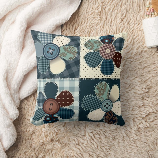 Patchwork Button Flowers Kussen (Deken)