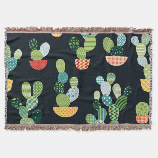 Patchwork Cactus Planten Naadloze Patroon Deken