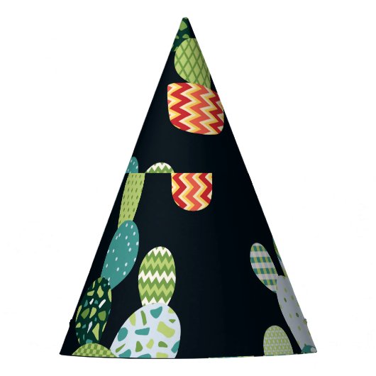 Patchwork Cactus Planten Naadloze Patroon Feesthoedjes (Voorkant)