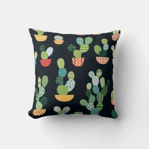 Patchwork Cactus Planten Naadloze Patroon Kussen