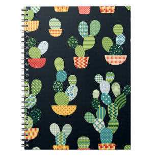 Patchwork Cactus Planten Naadloze Patroon Notitieboek