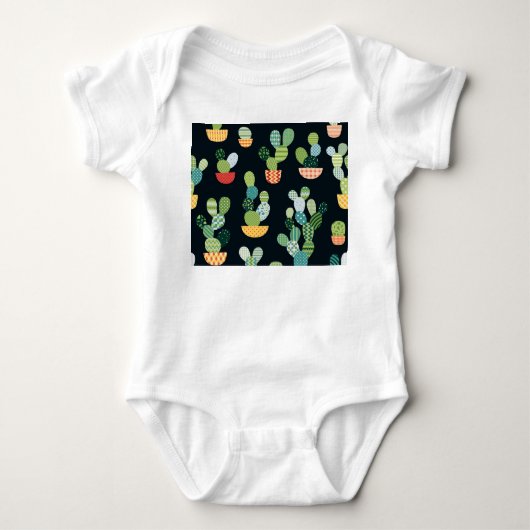 Patchwork Cactus Planten Naadloze Patroon Romper (Voorkant)