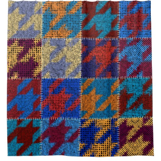 Patchwork canvas: imitatie patroon. douchegordijn (Voorkant)