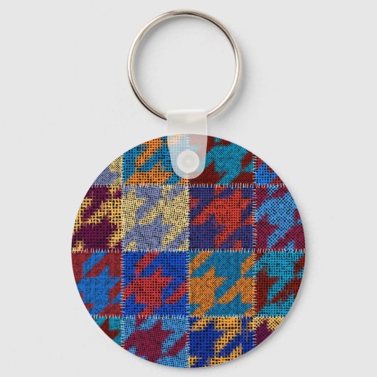 Patchwork canvas: imitatie patroon. sleutelhanger (Voorkant)