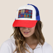 Patchwork canvas: imitatie  patroon. trucker pet (In situ)