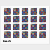 Patchwork canvas: imitatie patroon. vierkante sticker (Vel)