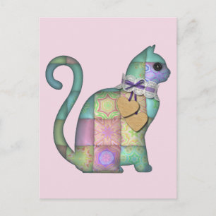 Patchwork cat-briefkaart briefkaart