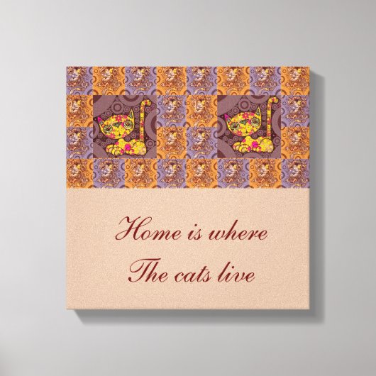 Patchwork Cat Canvas Afdruk (Voorkant)