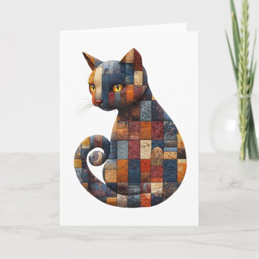 Patchwork Cat Greetings Kaart (Voorkant)
