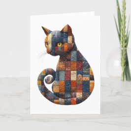Patchwork Cat Greetings Kaart
