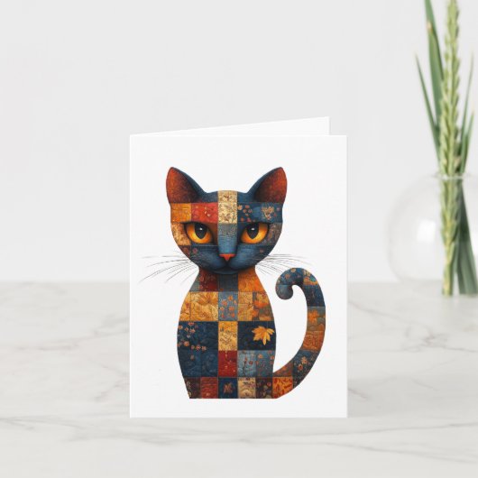 Patchwork Cat Greetings Kaart (Voorkant)