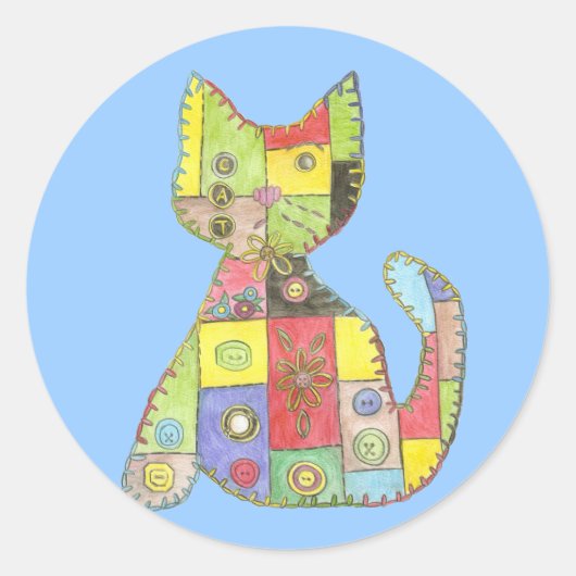 Patchwork Cat Sticker (Voorkant)