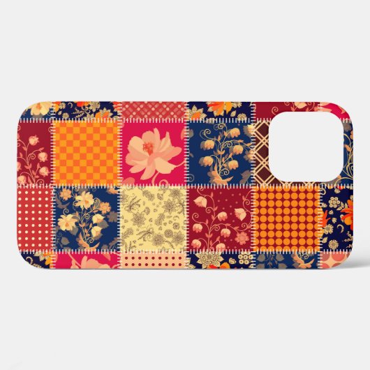 Patchwork Charm: Bloemen & Geometrische Mix Case-Mate iPhone Case (Achterkant (horizontaal))