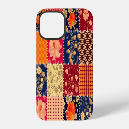 Patchwork Charm: Bloemen & Geometrische Mix iPhone Hoesje (Achterkant)