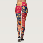 Patchwork Charm: Bloemen & Geometrische Mix Leggings (Achterkant)