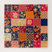 Patchwork Charm: Bloemen & Geometrische Mix Legpuzzel (Horizontaal)