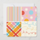 Patchwork Checks Baby Girl Birth Announcement Kaar Aankondiging (Achterkant)