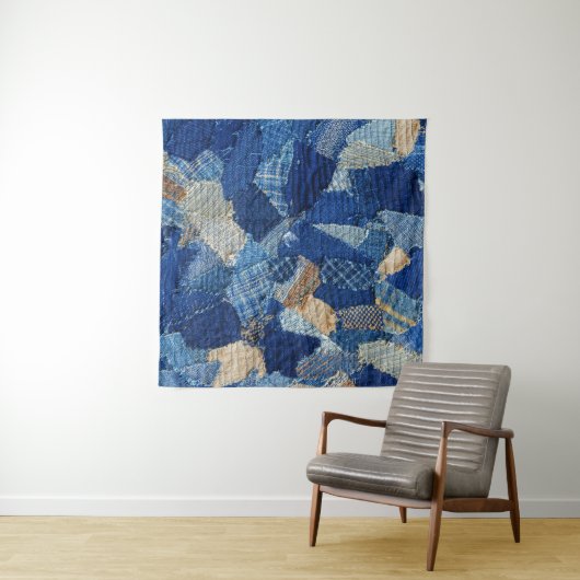 Patchwork Chic: stof patroon plezier Wandkleed (In Situ (horizontaal))
