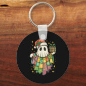 Patchwork Christmas Ghost Christmas, Christmas Boo Sleutelhanger (Voorkant)