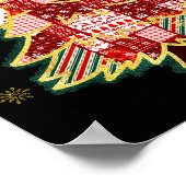 Patchwork Christmas Tree Coquette Bow Xmas Holiday Poster (Hoek)