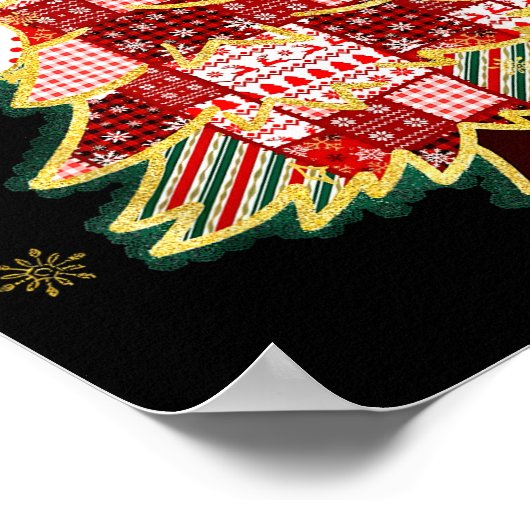 Patchwork Christmas Tree Coquette Bow Xmas Holiday Poster (Hoek)