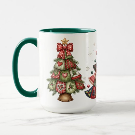 Patchwork Christmas Trees Mok (Links)