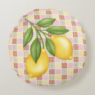Patchwork Citroen Rond Kussen