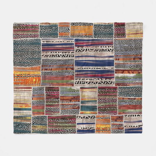 Patchwork collage: gemengd quiltpatroon. fleece deken (Voorkant (Horizontaal))