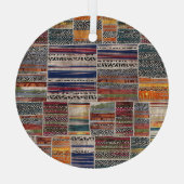 Patchwork collage: gemengd quiltpatroon. glas ornament (Achterkant)