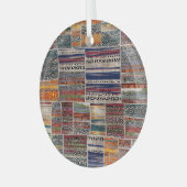 Patchwork collage: gemengd quiltpatroon. glas ornament (Voorkant links)