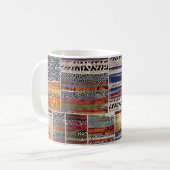 Patchwork collage: gemengd quiltpatroon. koffiemok (Voorkant links)