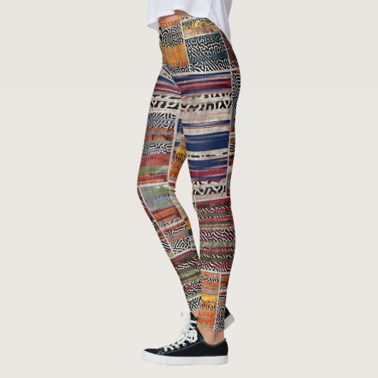 Patchwork collage: gemengd quiltpatroon. leggings (Links)