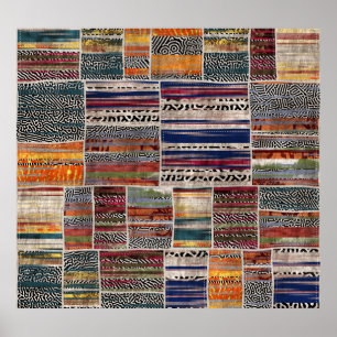 Patchwork collage: gemengd quiltpatroon. poster