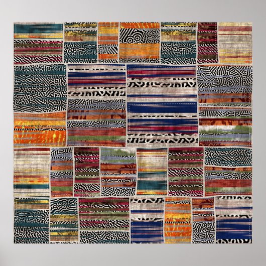 Patchwork collage: gemengd quiltpatroon. poster (Voorkant)