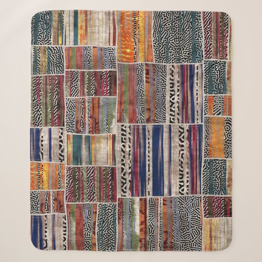 Patchwork collage: gemengd quiltpatroon. sherpa deken (Voorkant)