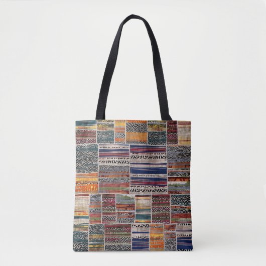 Patchwork collage: gemengd quiltpatroon. tote bag (Voorkant)