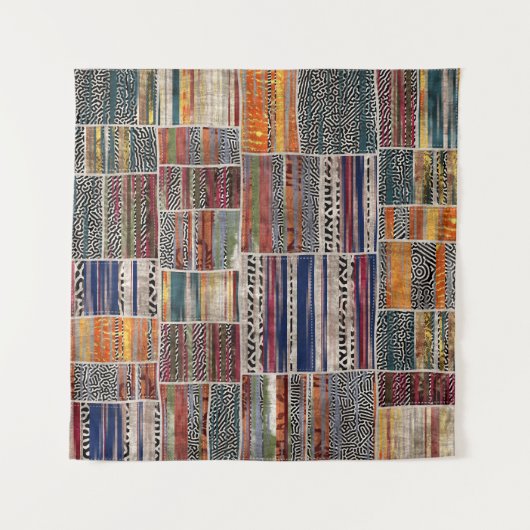 Patchwork collage: gemengd quiltpatroon. wandkleed (Voorkant (horizontaal))