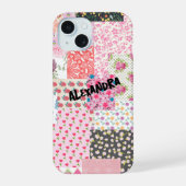 Patchwork collage, kleurrijke en creatieve telefoo iPhone 15 case (Achterkant)
