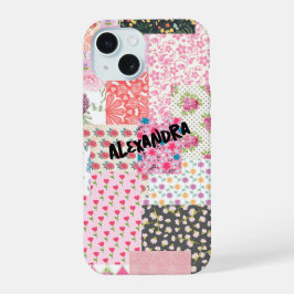 Patchwork collage, kleurrijke en creatieve telefoo iPhone 15 case