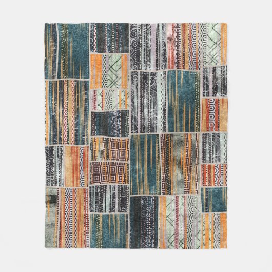 Patchwork collage mix, quilt patroon print. fleece deken (Voorkant)
