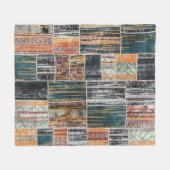 Patchwork collage mix, quilt patroon print. fleece deken (Voorkant (Horizontaal))