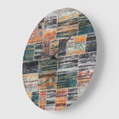 Patchwork collage mix, quilt patroon print. grote klok (Hoek)